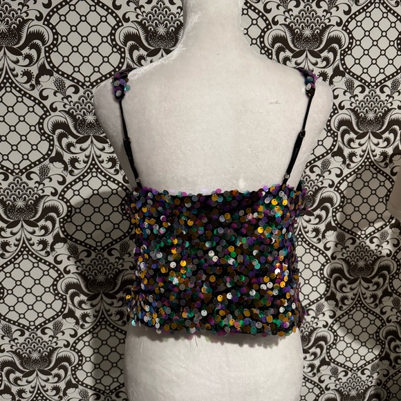 ZARA ✨ Sequin colorful sparkle tank party ready cocktail party crop top - Picture 4 of 8